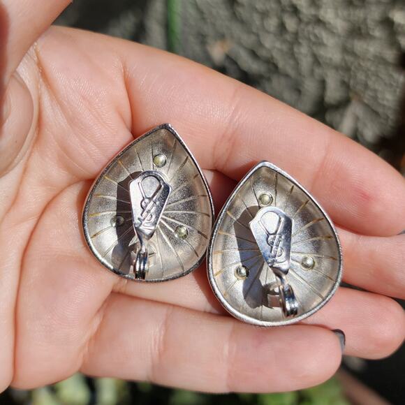 Vtg Yves Saint Laurent Earrings YSL 90s Runway Pearl Silver Teardrop Clip Ons - Picture 6 of 9